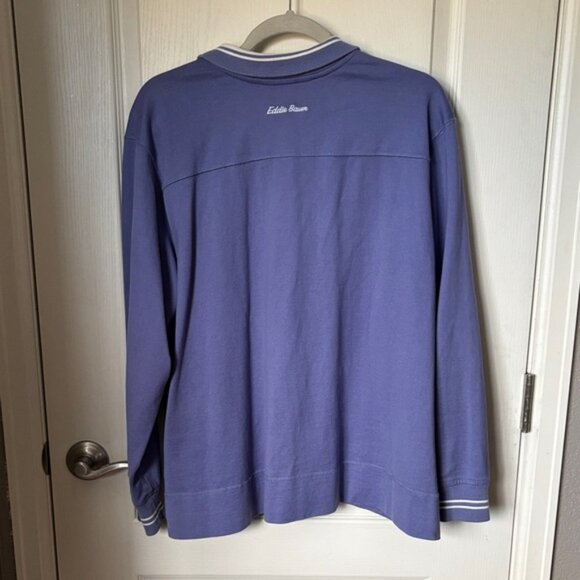 Eddie Bauer Purple and White Striped Collar Pullover - Picture 3 of 5